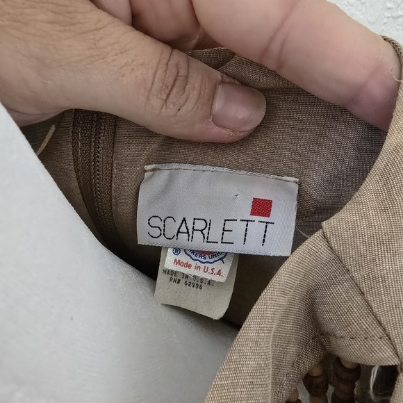 Scarlett Vintage Linen Blend Wrap Mini Dress Camel Size 11 - Picture 3 of 9